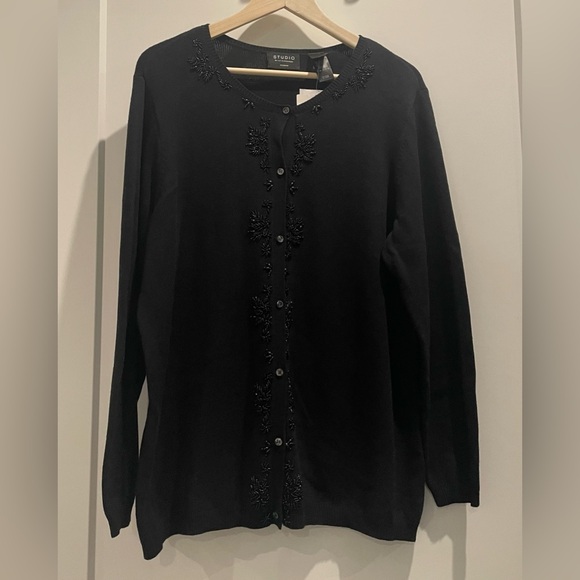 Liz Claiborne Black Beaded Cardigan - Picture 7 of 9